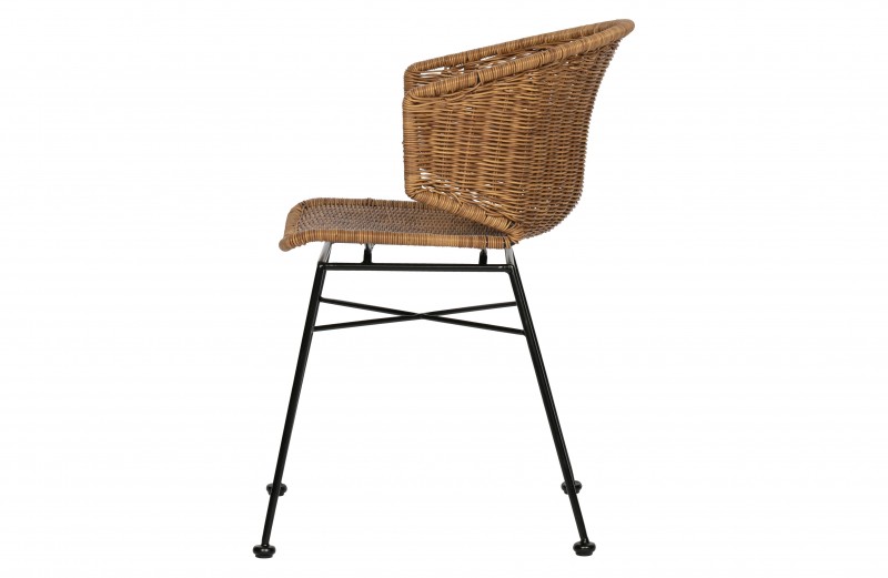 ARMCHAIR POLY RATTAN NATURAL IRON LEG - CHAIRS, STOOLS